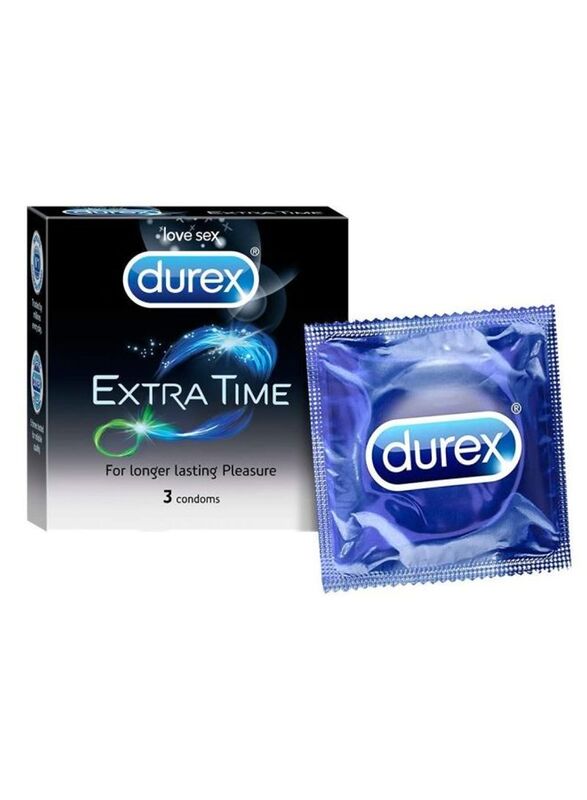 Durex Extra Time Condom, Black, 10 Pieces