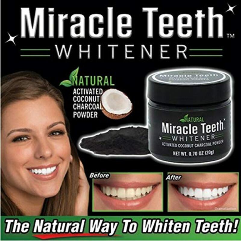 Miracle Teeth Whitener with Activated Coconut Charcoal Powder, 20g