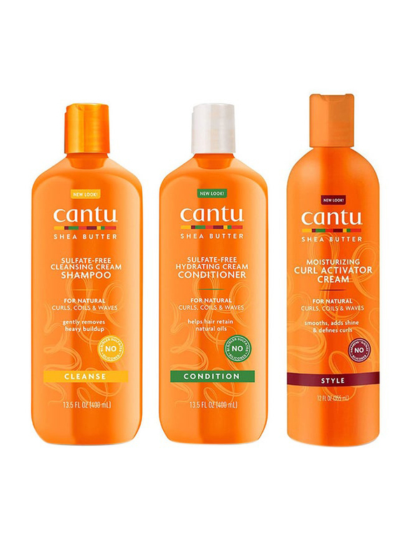 Cantu Shea Butter Shampoo with Hydrating Conditioner & Curl Activator Cream, Set