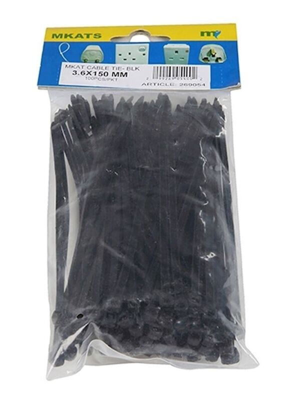 Mkats 100-Piece Cable Ties, Black