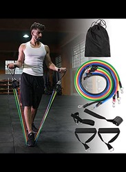 11-Pieces Fitness Resistance Bands Set, 42inch, Multicolour