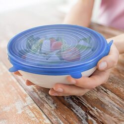 Silicone Stretch Suction Container Lids, 6-Piece, Blue