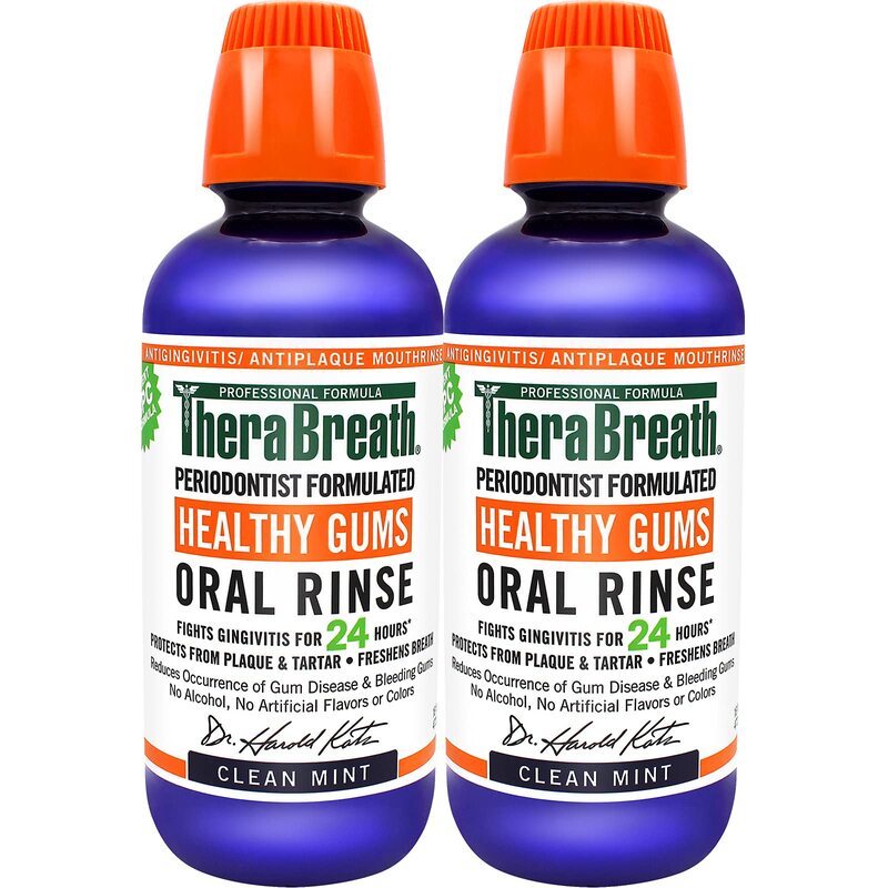 TheraBreaths Periodontist Formulated Healthy Gum Oral Rinse with Clean Mint Flavour, 2 x 16oz