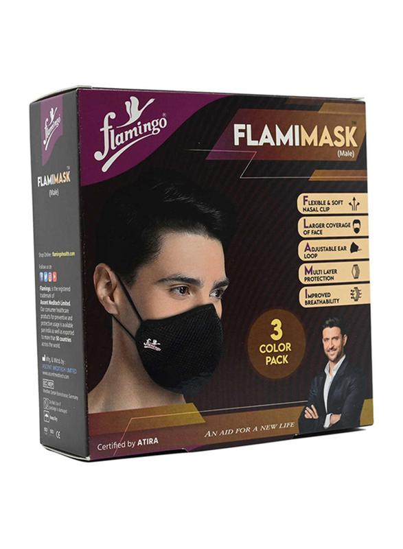 Flamingo Flami Mask for Male, 3 Pieces
