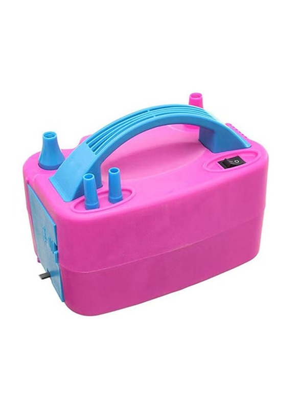 Lightweight Electric Balloon Inflator Pump with 4 Ports, Ages 6+, 21 x 14 x 17cm, Pink/Blue