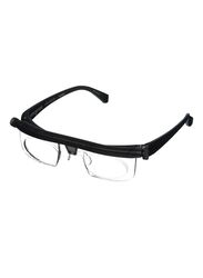 Dial Vision Full-Rim Adjustable Black Reading Eye Glasses Unisex, Transparent Lens, Power -6D/+3D