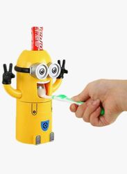 Minions Design Toothbrush Holder With Automatic Toothpaste Dispenser And Brush Cup, 19 x 8 x 6.2 cm, Yellow