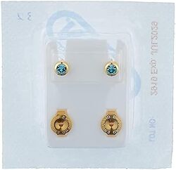 Caflon Singles Bezel Stone Gold Plated Earring Assorted Stone Color