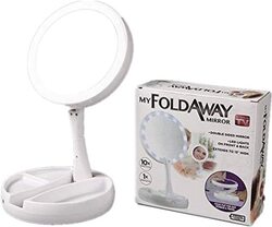 My Fold Away Double Sided Mirror with LED Light, White/Clear