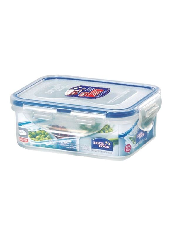 Lock & Lock Classic Rectangular Short Food Container with Divider, 350ml, Clear