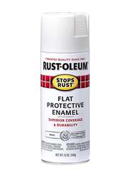 Rust-Oleum Stops Rust Flat Protective Enamel Paint Spray, 340gm, White