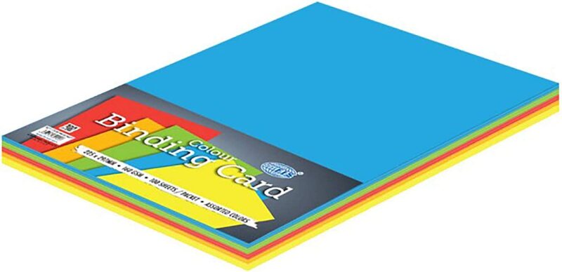 FIS Colored Binding Cards, 100 Sheets, 160 GSM, FSBD160185AST, Multicolour