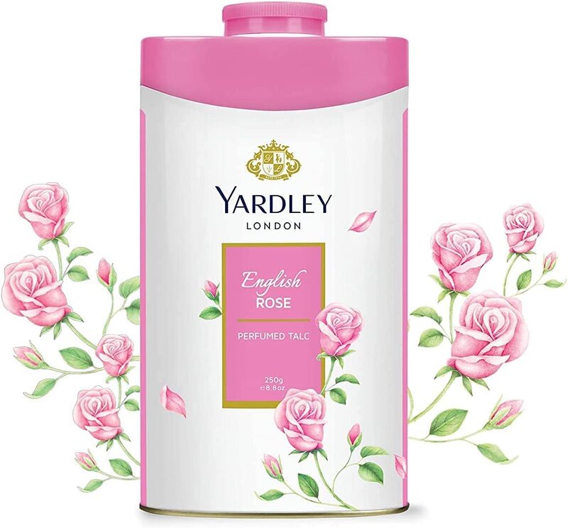 Yardley London English Rose Perfumed Talcum Powder, 250gm, White