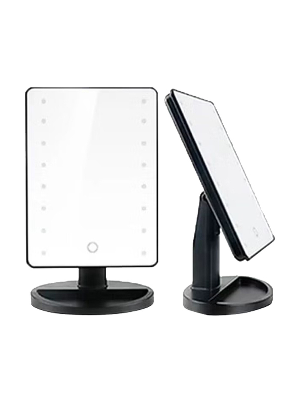 16 LED Adjustable Vanity Makeup Mirror, Black/Clear