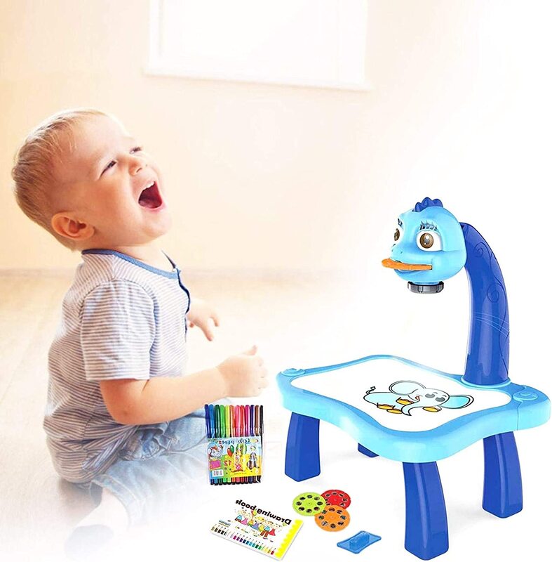 iYep Child Learning Desk with Smart Projector Playset, Ages 3+, Blue