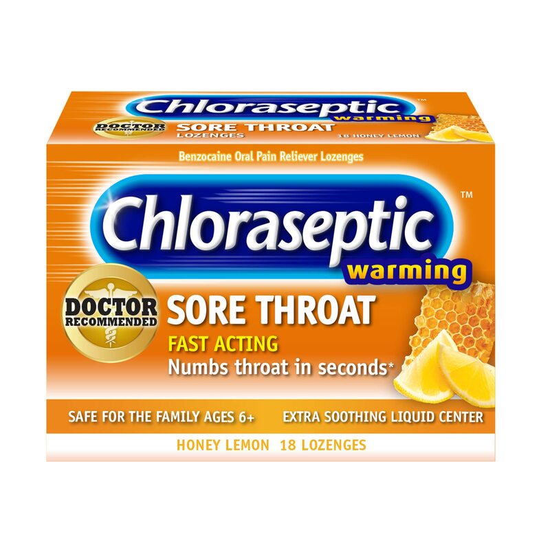 CHLORASEPTIC WARMING HONEY LEMON LOZENGES 18`S