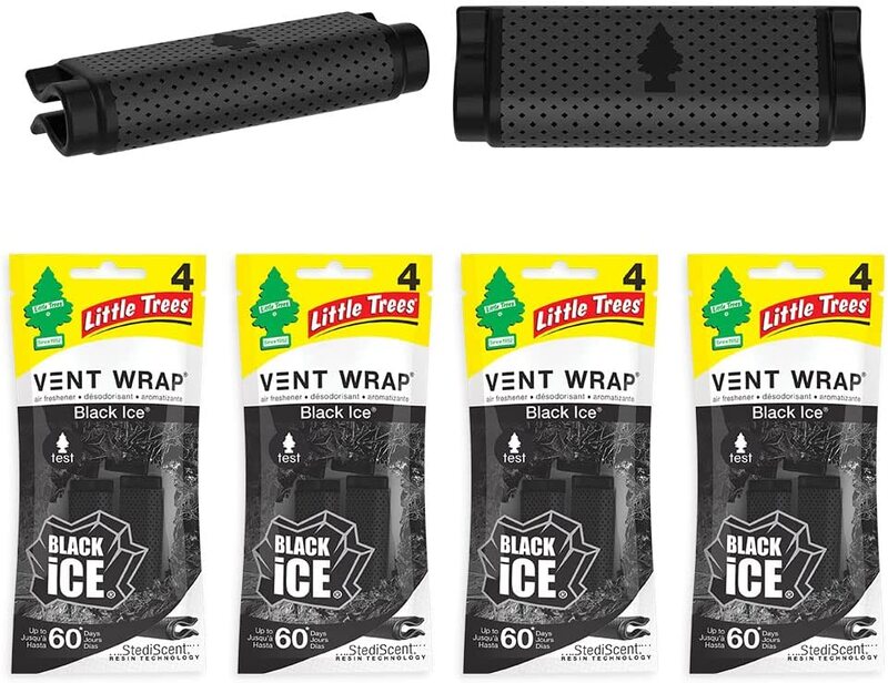 Little Trees 4-Piece Long-Lasting Scent Vent Wrap Black Ice Car Air Freshener