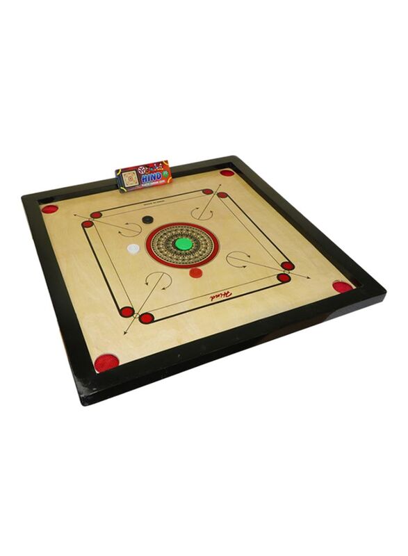 Hind Classic Portable And Durable Medium Wooden Carrom Board With Plastic Coins for Ages 10+