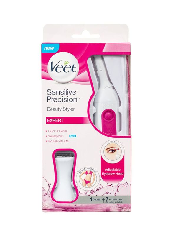 Veet Sensitive Precision Beauty Styler Expert Hair Remover, White/Pink