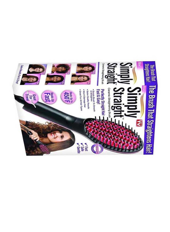 Hair Straightener Brush, Black/Red