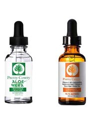 Pretty Cowry Aloe Vera & Vitamin C Facial Serum Set, 2 x 30ml