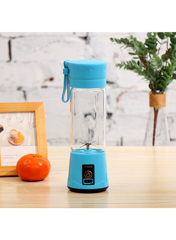 Portable USB Juicer Cup, 380ml, Blue/Clear