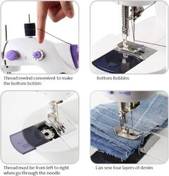 Nex Portable Adjustable Mini Sewing Machine, Purple