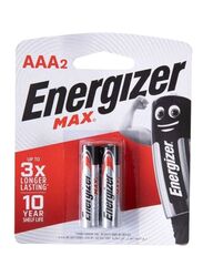 Energizer Max AAA Alkaline Batteries, 2 Piece, Silver/Black/Red
