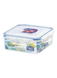 Lock & Lock Square Short Food Container, 870ml, Clear/Blue