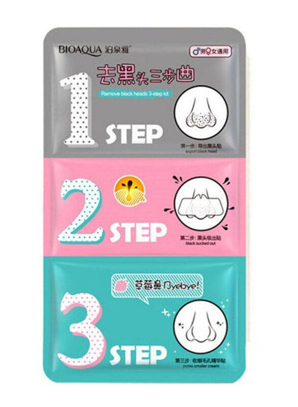 

Bioaqua Blackhead Acne Remover Clear Black Head 3 Step Nose Mask, 3 Pieces