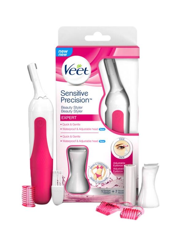 Veet Sensitive Precision Beauty Styler Expert Hair Remover, White/Pink