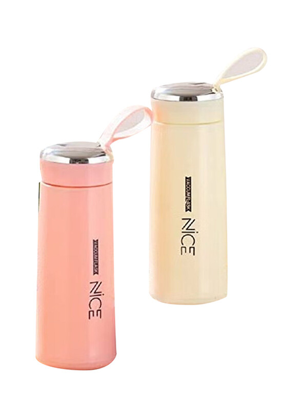 

Generic 400ml Double Layer Light Weight Glass Water Bottle, Pink/Peach