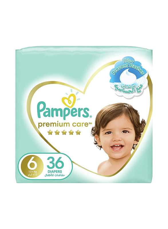 Pampers Premium Care Diapers, Size 6, Extra Large, 13+ kg, Mega Pack, 36 Count
