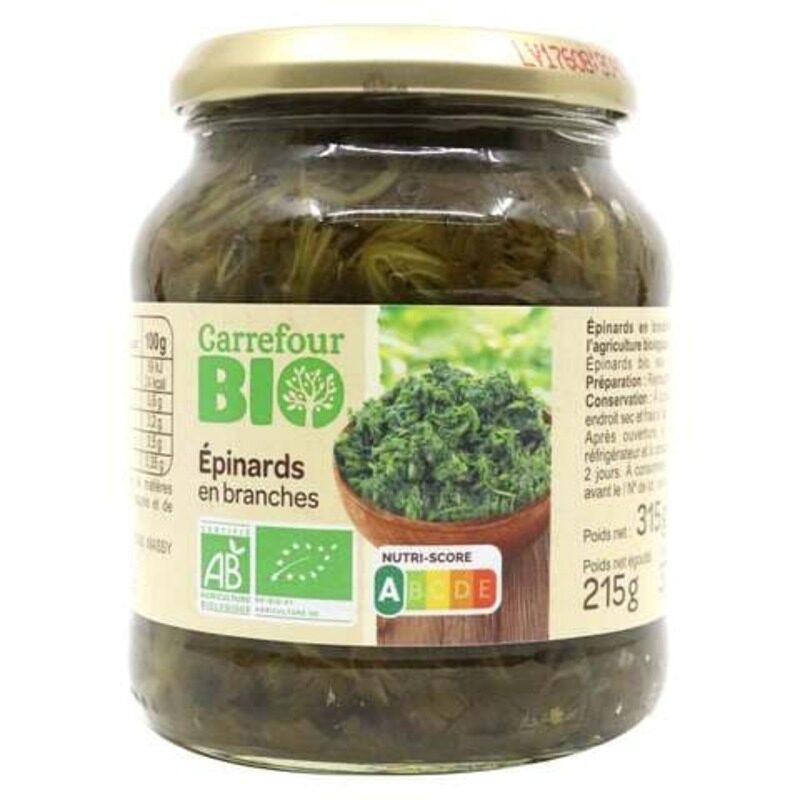 

Generic Carrefour Bio Spinach Leaves 215g