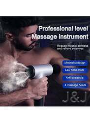 J&J Deep Tissue Muscle Electric Massage Gun ( Pro Max ) Bold Version 2 with USB, Silver/Black, 6 Pieces