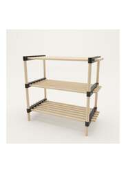 Seowood 3-Shelf Multi-Purpose Modular Rack, Beige/Black