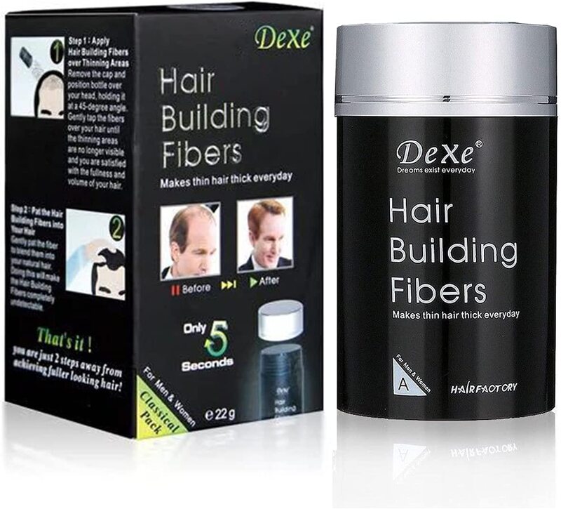 Traotay Dexe Hair Building Fiber for Thinning Hair, Black, 22g