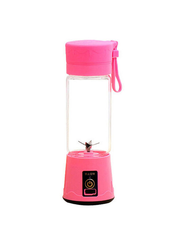 Portable USB Juicer Cup, 380ml, Pink/Clear