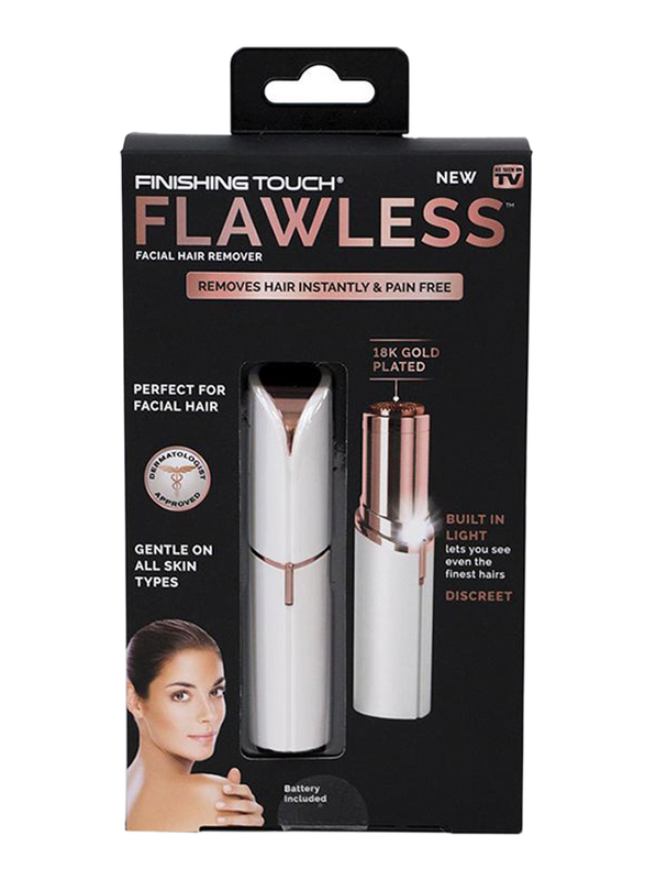 Flawless Finishing Touch Facial Hair Remover Device, White/Gold