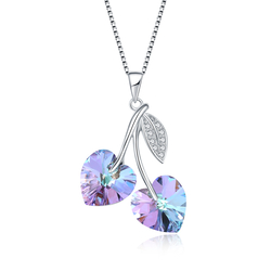Luxury Bee Swarovski Crystal Pendant Necklace Silver Sterling 925, Necklace for women (Multi Color Heart)