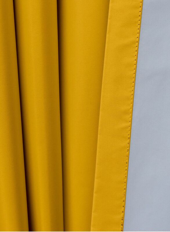 Black Kee 100% Blackout Satin Curtains with Grommets, W106 x L118-inch, 2 Pieces, Yellow