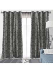 Black Kee 100% Blackout Jacquard Curtains, W59 x L106-inch, 2 Pieces, Dark Grey