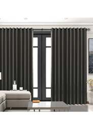 Black Kee 100% Blackout Stylish Jacquard Curtains, W106 x L118-inch, 2 Pieces, Dark Grey