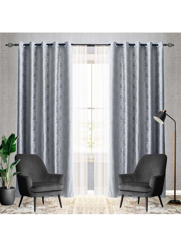 Black Kee 100% Blackout Luxury Velvet Grommet Curtains, W106 x L118-inch, 2 Pieces, Aqua Grey