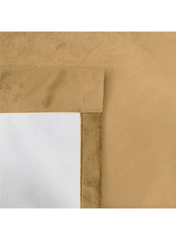 Black Kee 100% Blackout Velvet Curtains, W55 x L95-inch, 2 Pieces, Light Brown