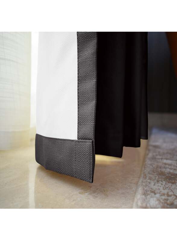 Black Kee 100% Blackout Elegant Textured Jacquard Curtains, W55 x L95-inch, 2 Pieces, Black