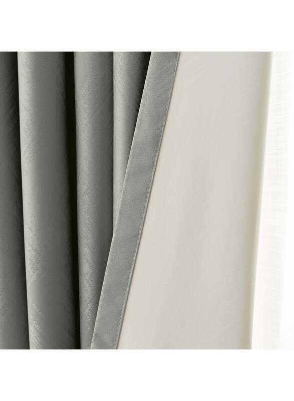 Black Kee 100% Blackout Stylish Jacquard Curtains, W118 x L106-inch, 2 Pieces, Grey