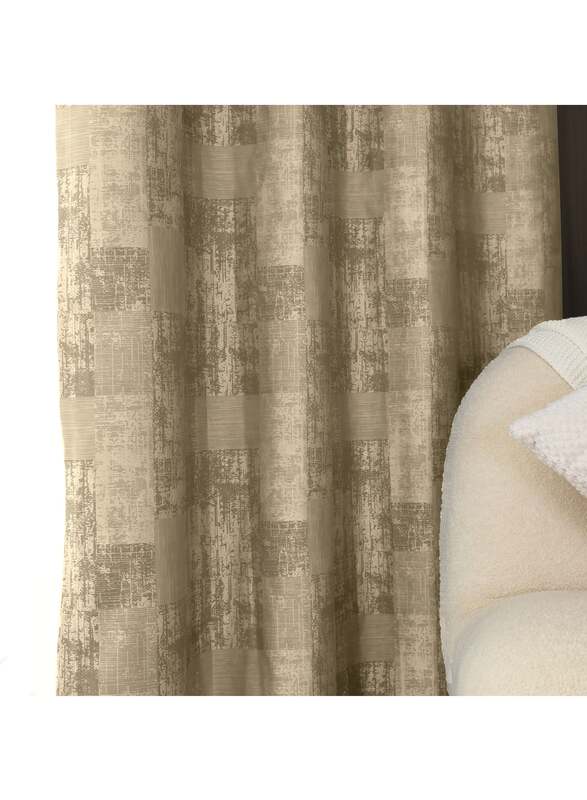 Black Kee 100% Blackout Jacquard Curtains, W118 x L106-inch, 2 Pieces, Brown