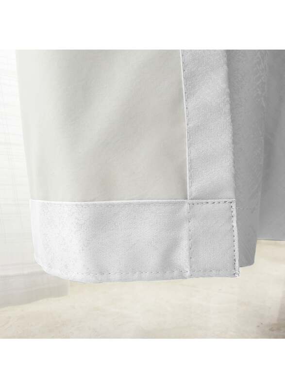 Black Kee 100% Blackout Stylish Jacquard Curtains, W106 x L118-inch, 2 Pieces, White