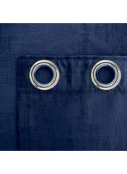 Black Kee 100% Blackout Luxury Velvet Grommet Curtains, W98 x L106-inch, 2 Pieces, Dark Blue
